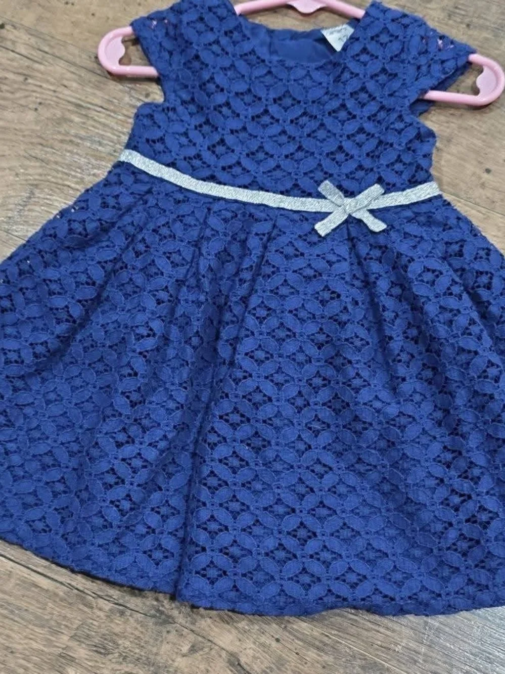 Carter's Navy Lace Dress with Silver Belt Sz 12 Months